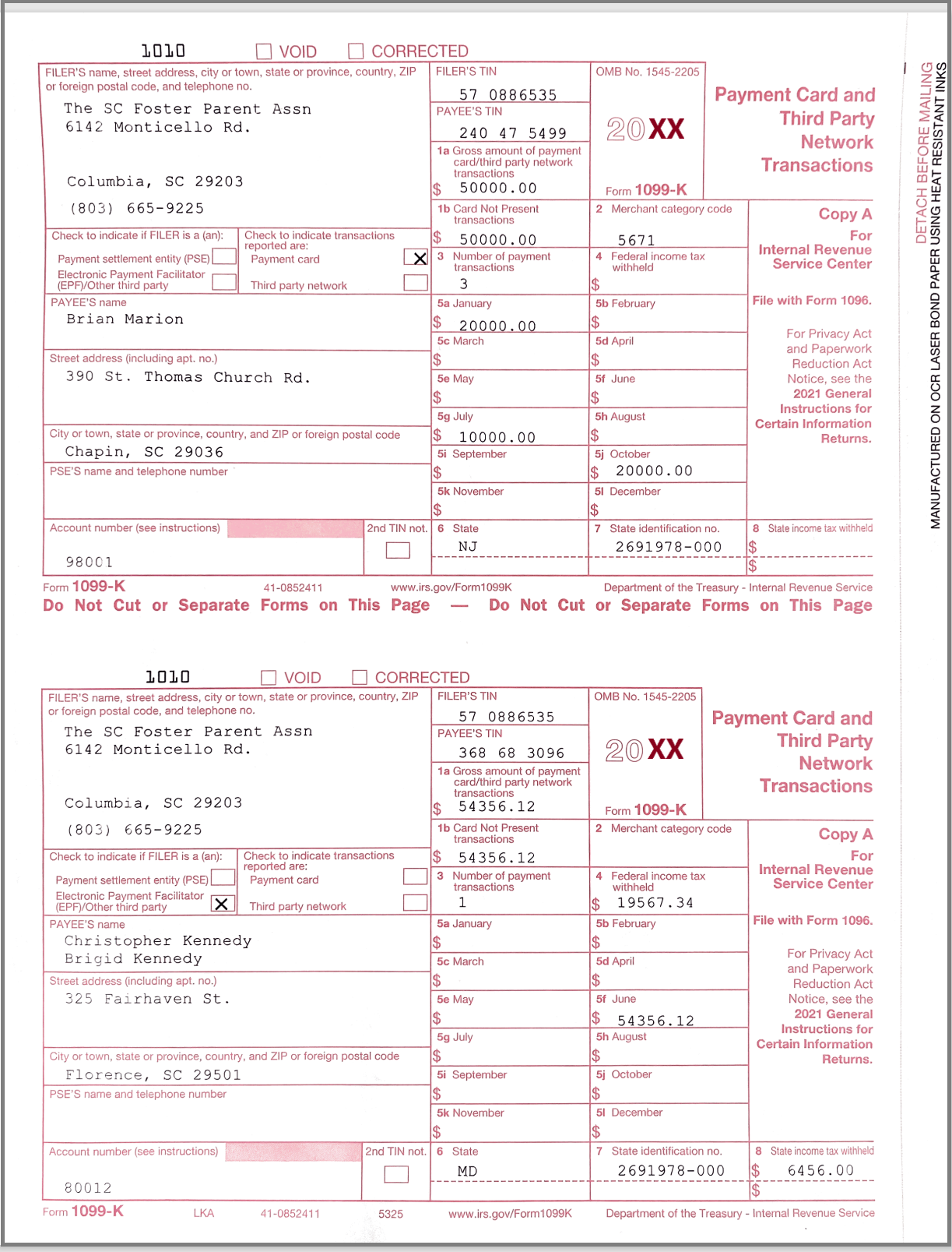 Sample 1099 s Forms
