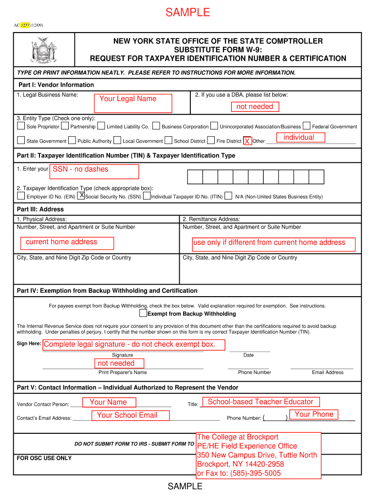 Sample W9 Fill Online Printable Fillable Blank PdfFiller
