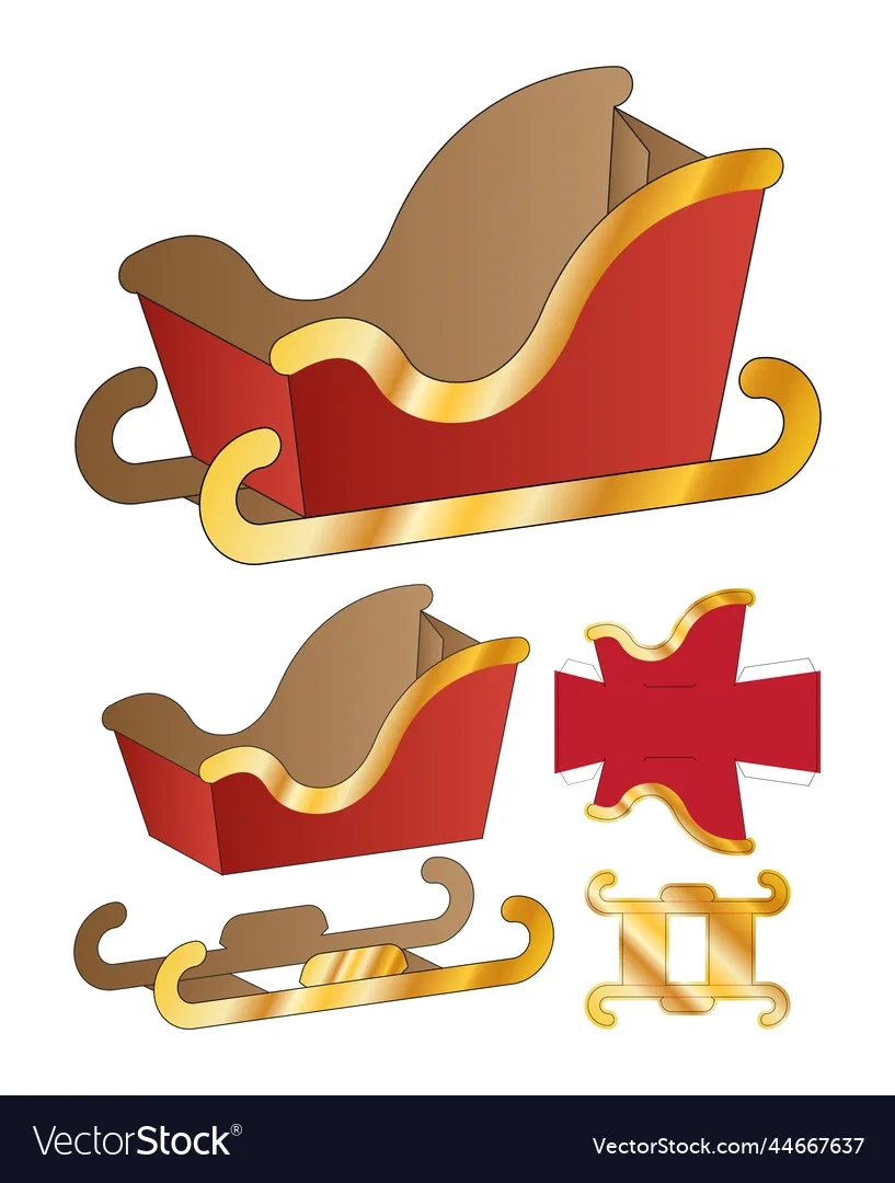 Santa Claus Sleigh Cart Packaging Template Lizenzfreie 