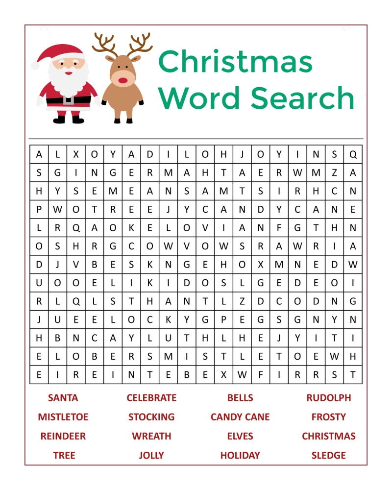 Free Printable Xmas Puzzle Pages