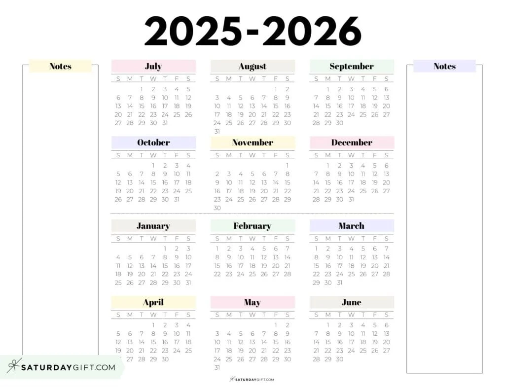 School Year Calendar Printables 17 Academic Calendars 2025 2026