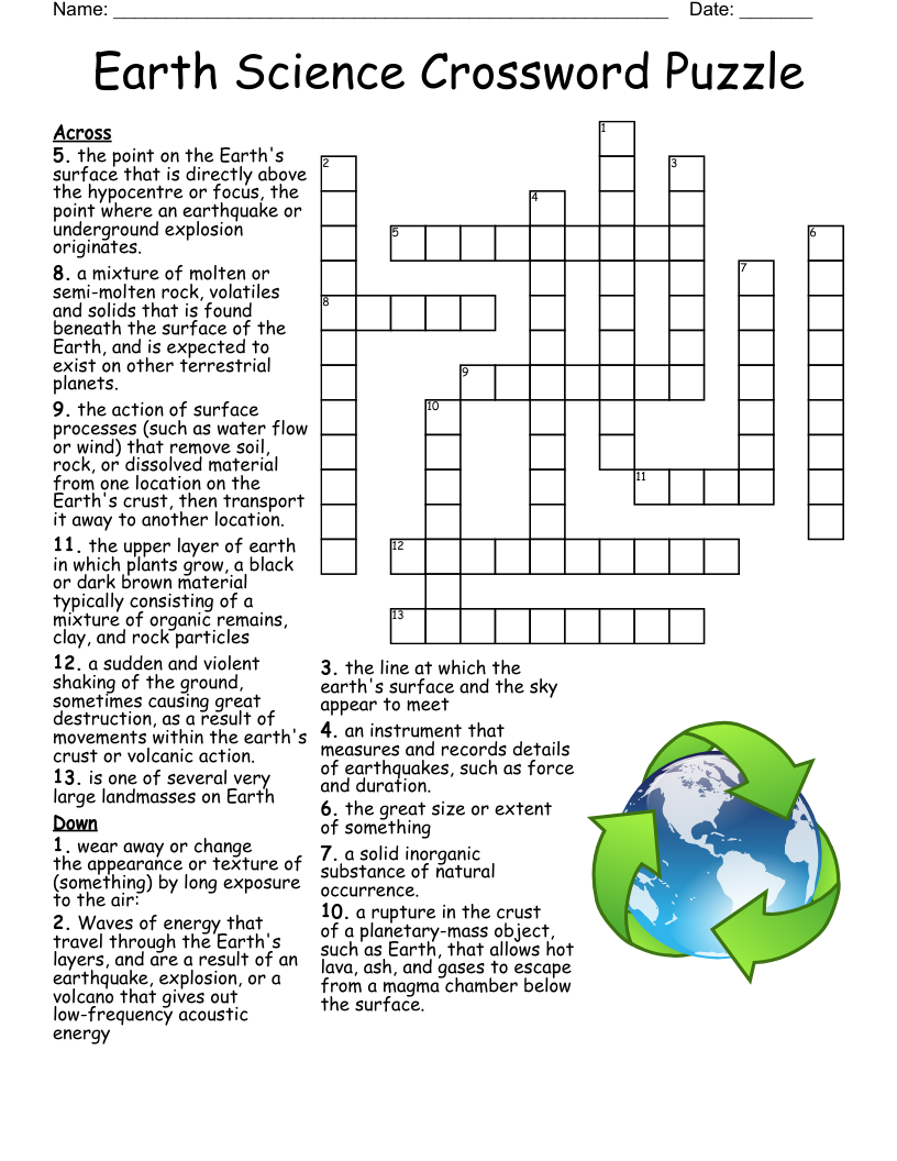 Science 10 Crossword Puzzle Activity WordMint