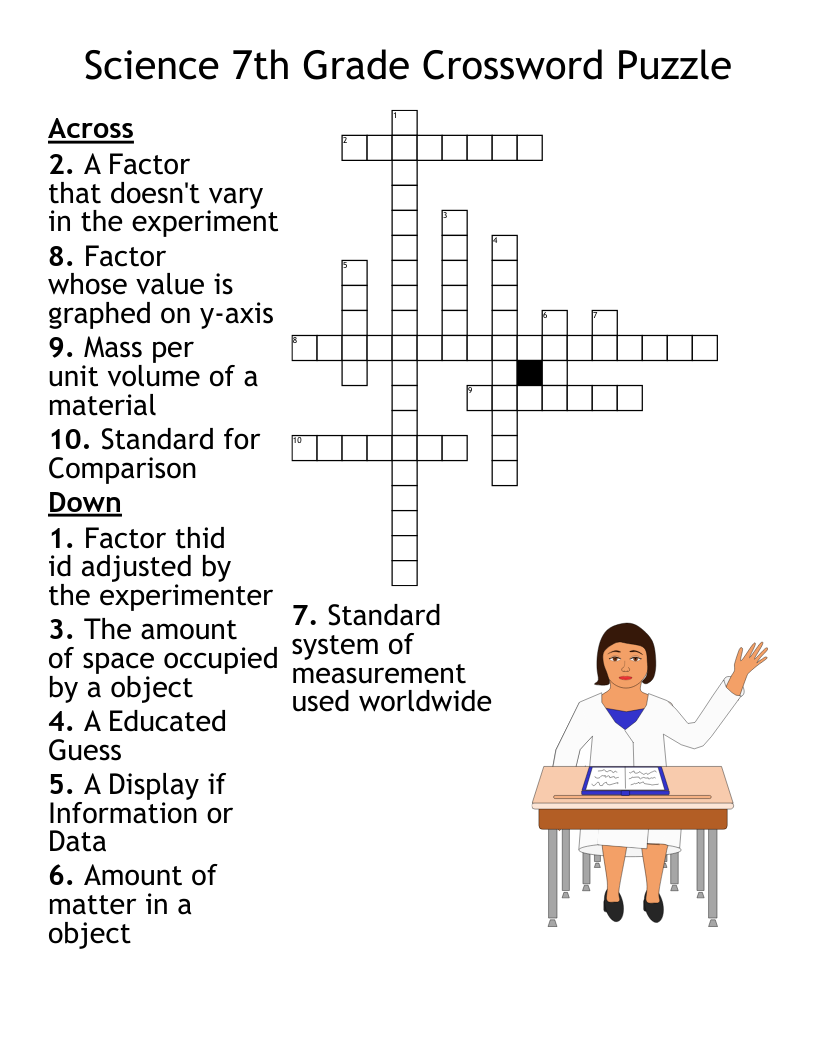 7th Grade Crossword Puzzles Printable