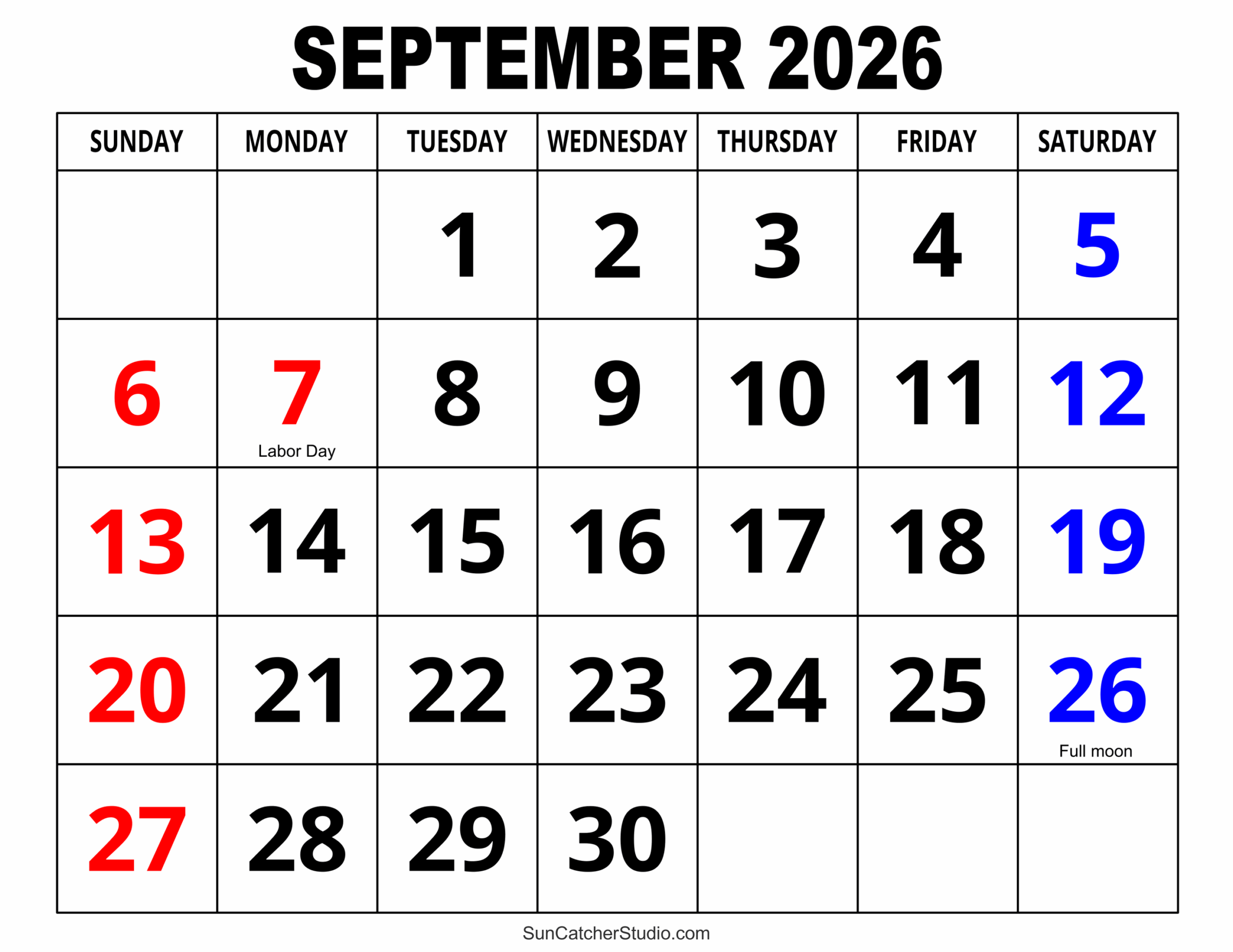 September 2026 Calendar Free Printable Free Printables 