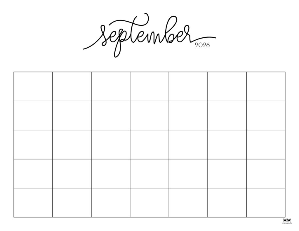 September 2026 Blank Calendar Pages