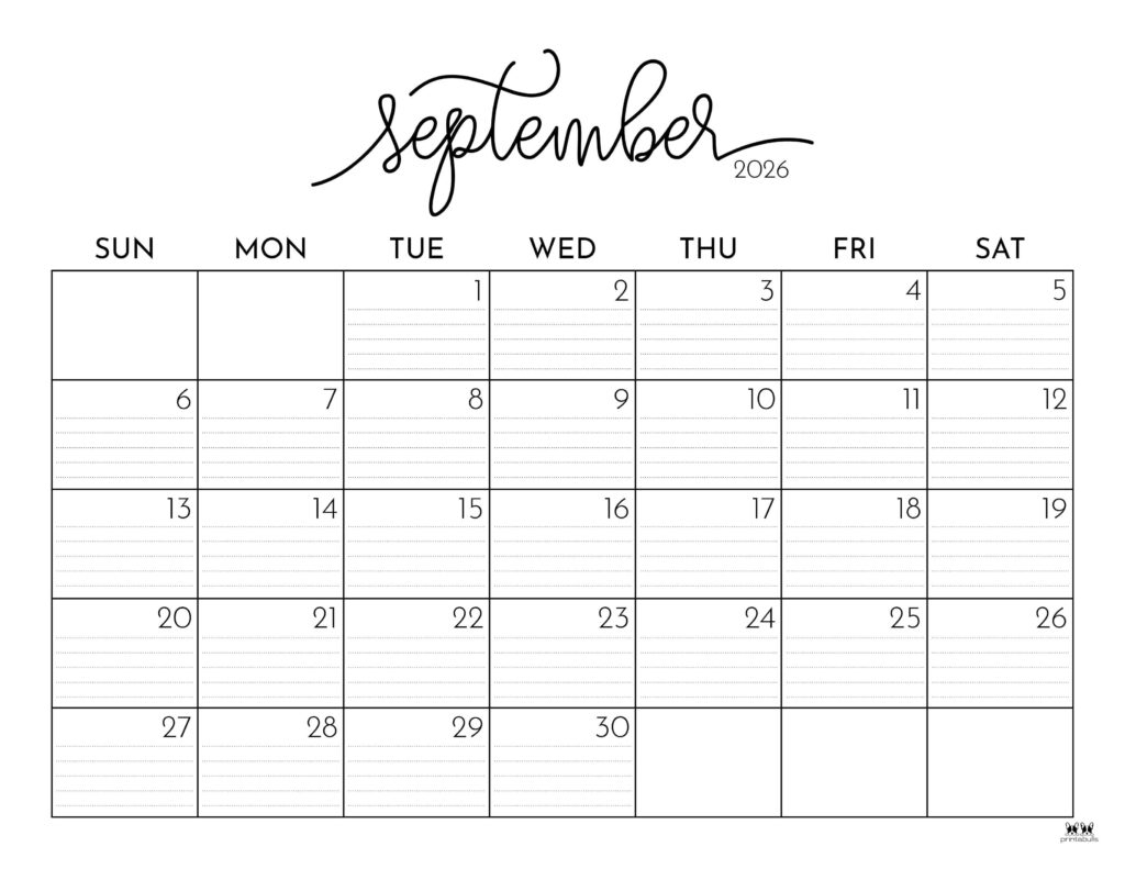 Calendar For September 2026