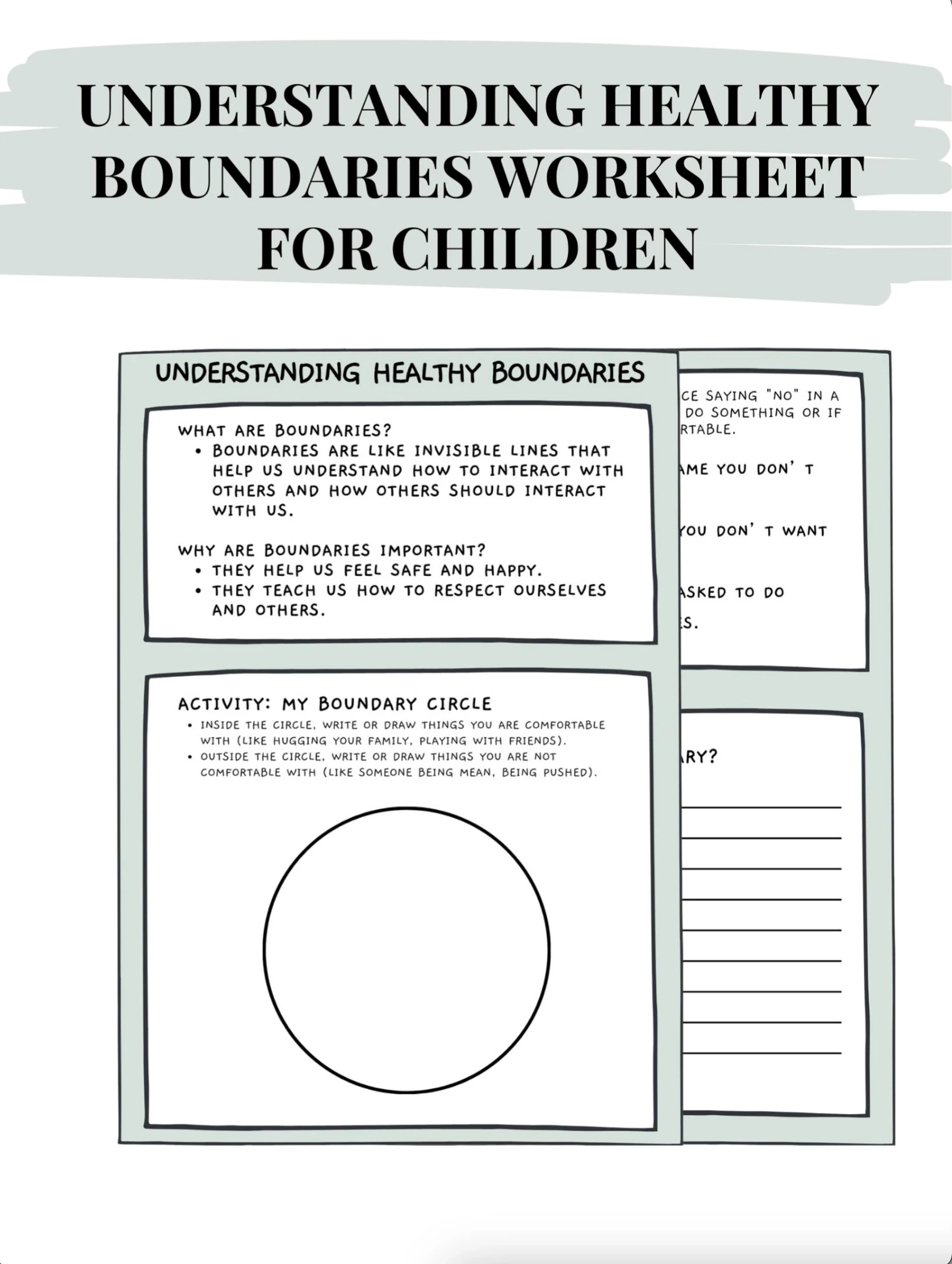 Setting Boundaries For Children A Worksheet For Therapists