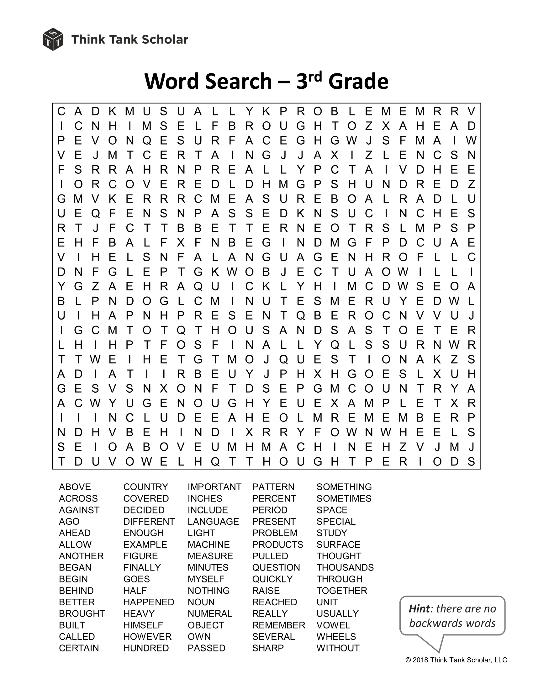 Sight Words Worksheet FREE Word Search 3rd Grade Printable 