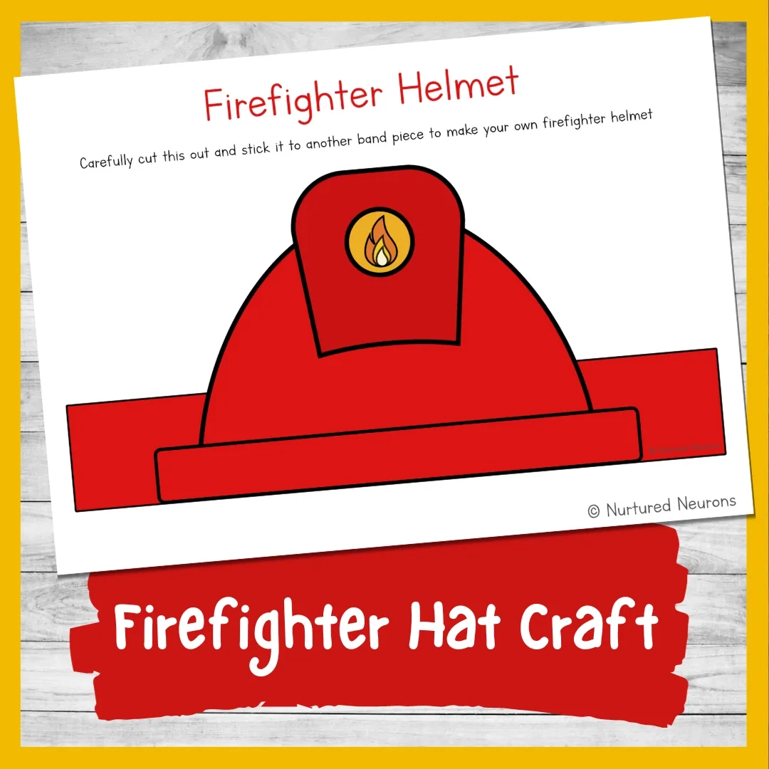 Simple Firefighter Hat Craft Transport Dramatic Play Printable 
