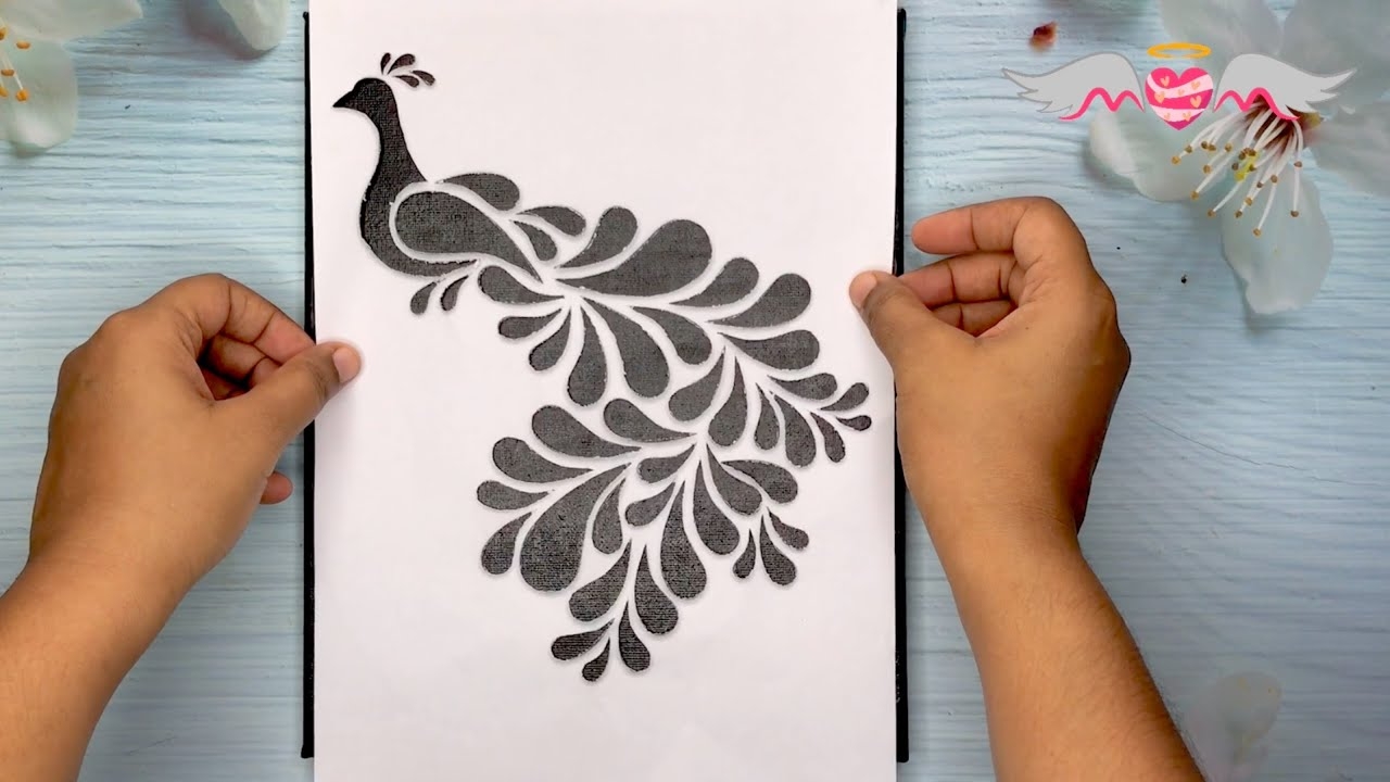 Simple Stencil Painting Peacock Canvas Painting How To Cut Stencil 