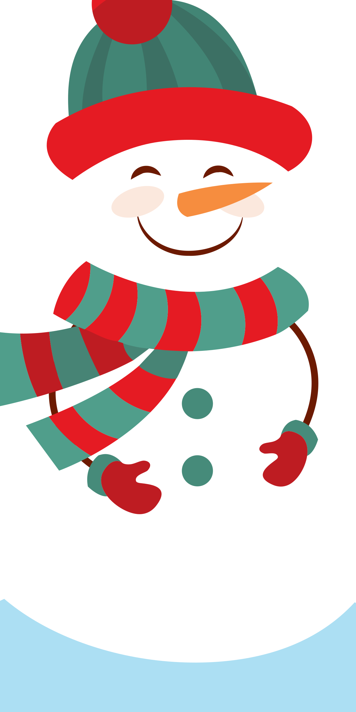 Smiling Snowman With A Scarf Hat And Gloves Sign Template 