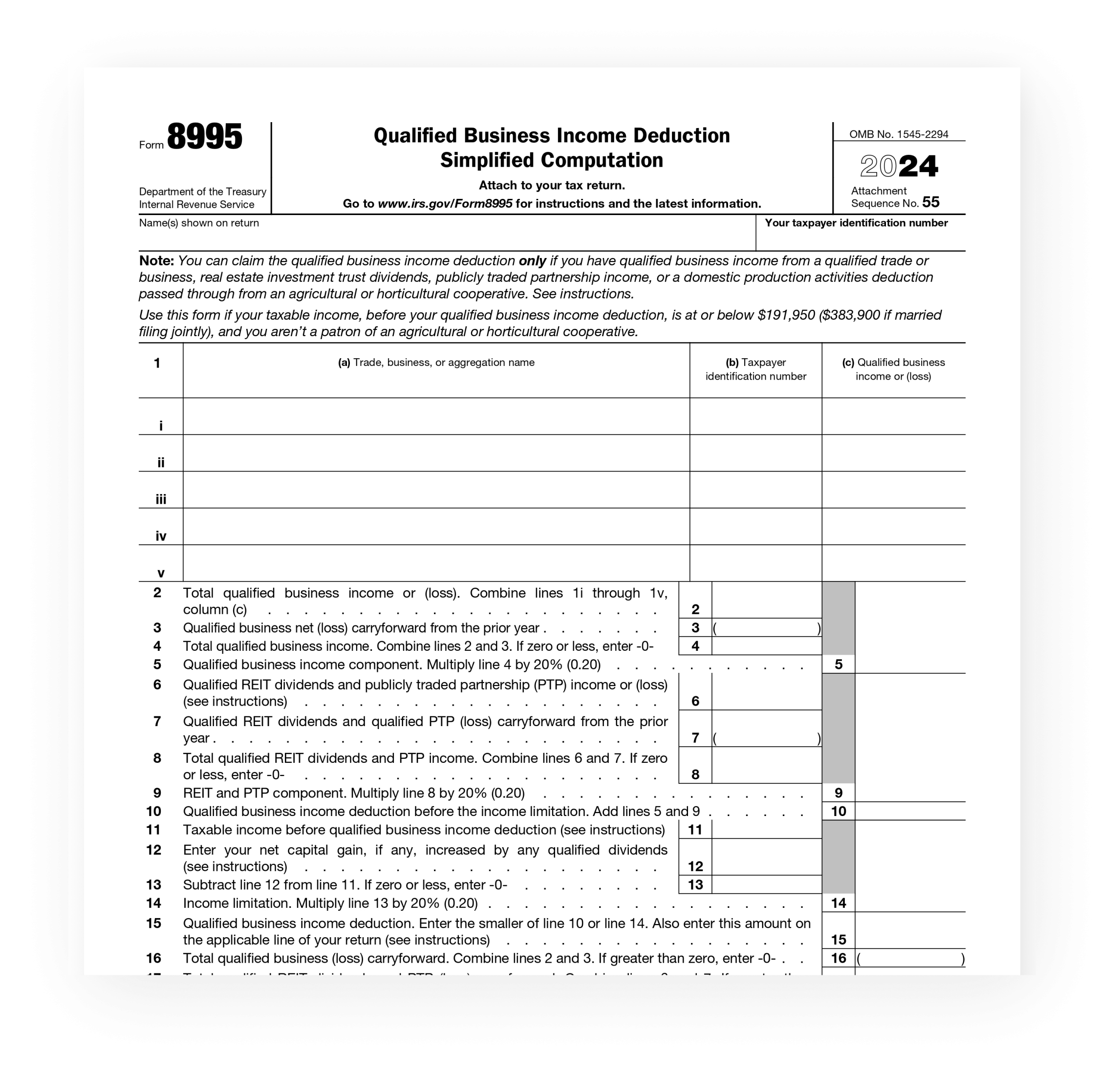 So F llen Sie Das IRS Formular 8995 2024 amp 2025 Als PDF Aus
