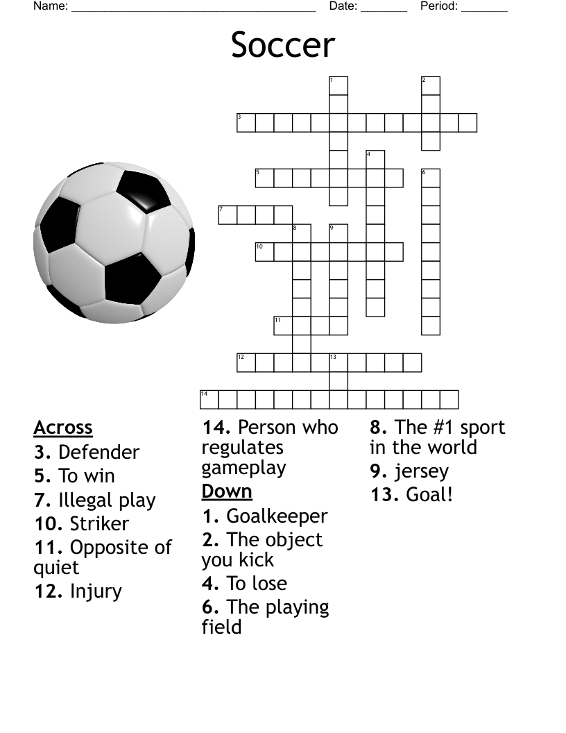 Soccer Crossword Puzzle WordMint