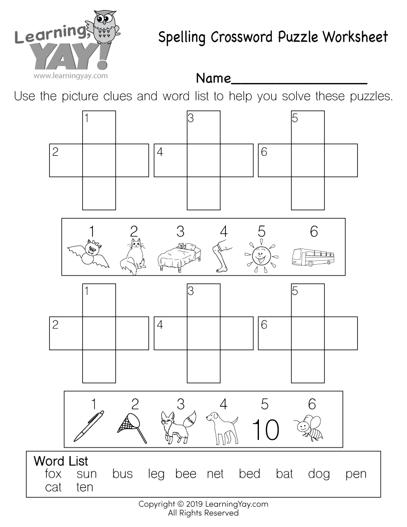 Language Arts Printable Crossword Puzzles