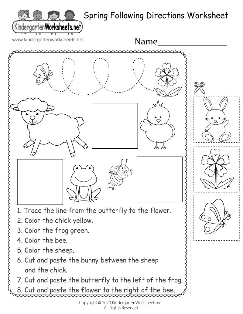 Easy Following Directions Worksheets