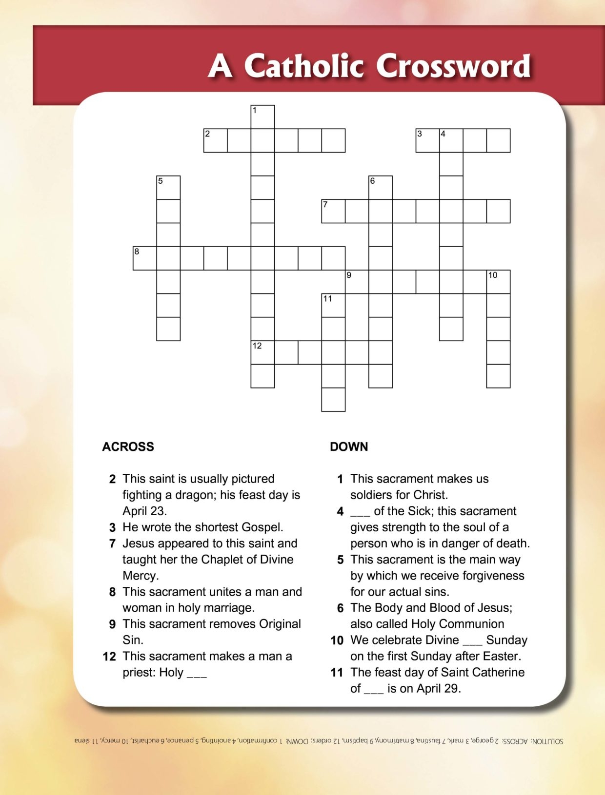 St George amp Sacraments Crossword