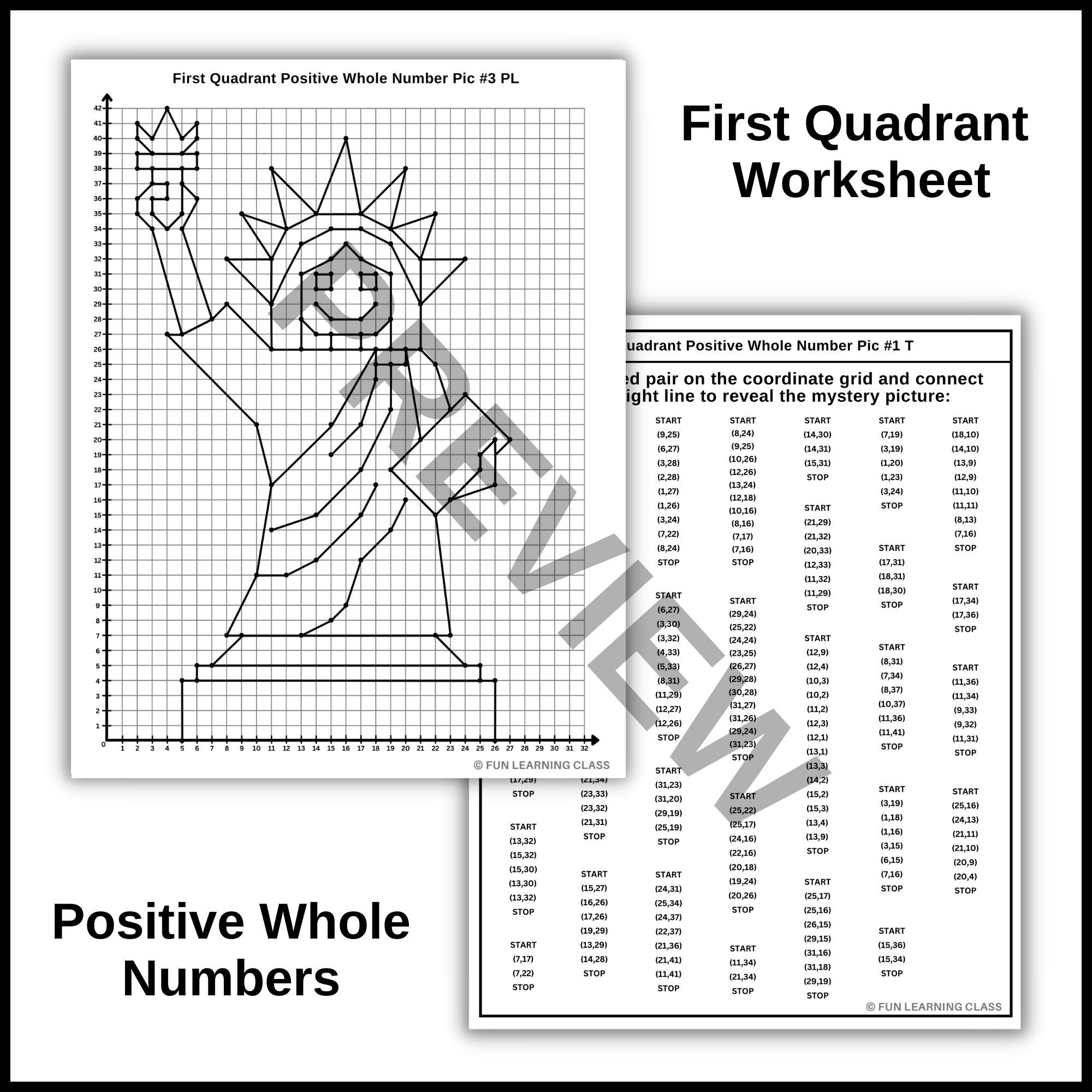 Statue Of Liberty USA Coordinate Graphing Plotting Points Ordered 