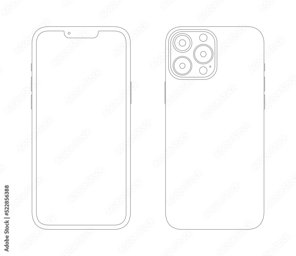 stock vektorgrafik phone mockup wireframe front and back white