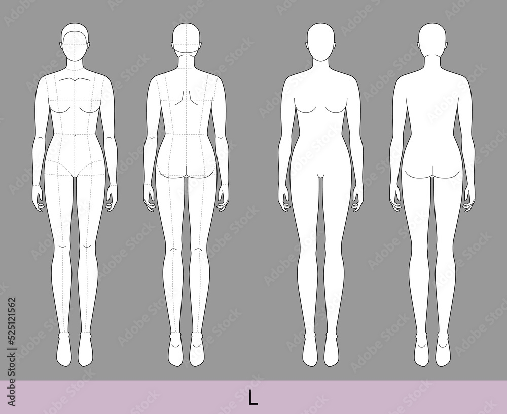 Stock Vektorgrafik Set Of L Women Fashion Template 9 Nine Head 