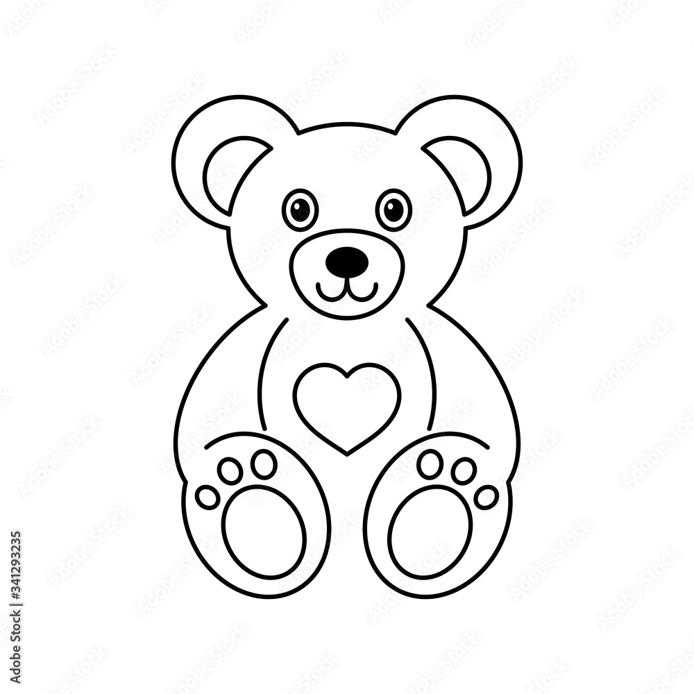 Stock Vektorgrafik Vector Cute Teddy Bear Outline Logo Design 