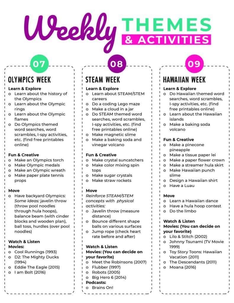 Summer Camp At Home Planner Free Printable Views From A Step Stool