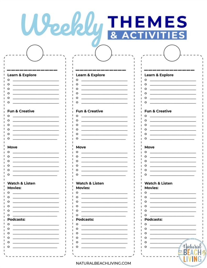 Summer Camp At Home Planner Printables Natural Beach Living