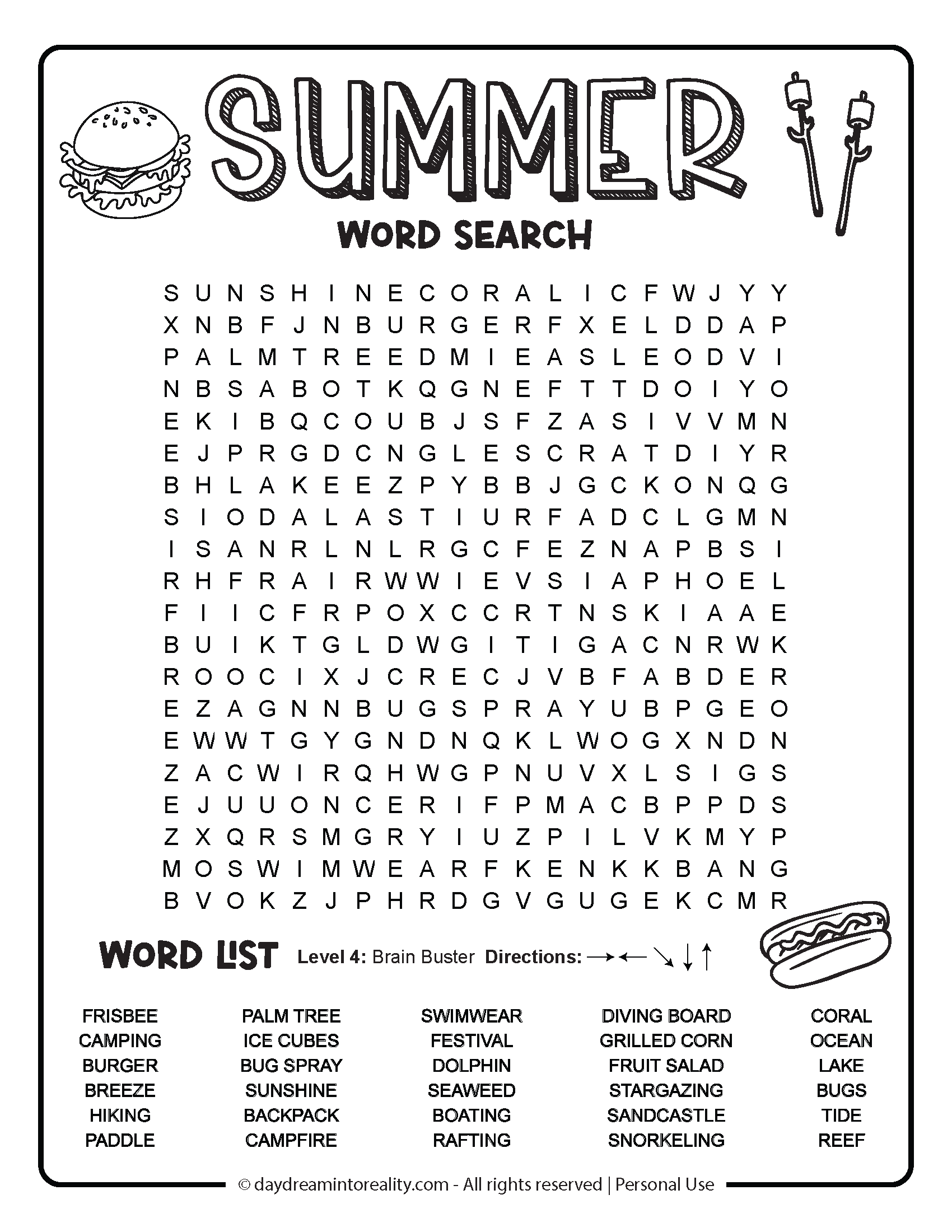 Summer Word Search Free PDF Printables 6 Levels Of Difficulty 