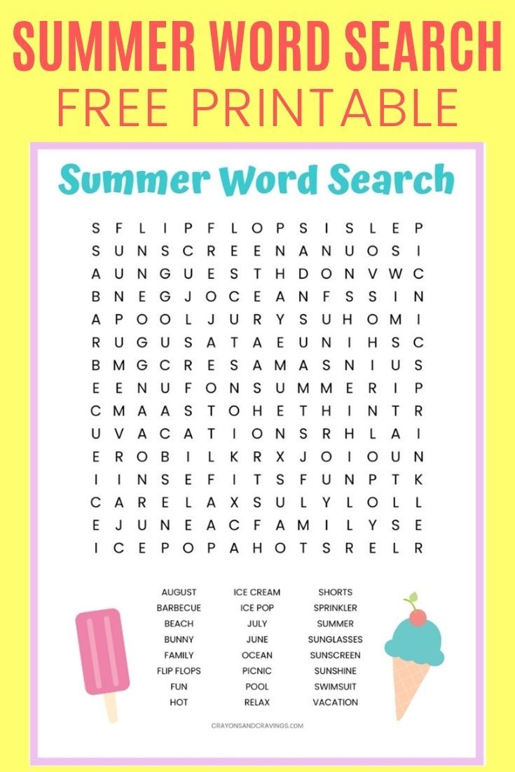 Free Printable Summer Word Search Puzzles