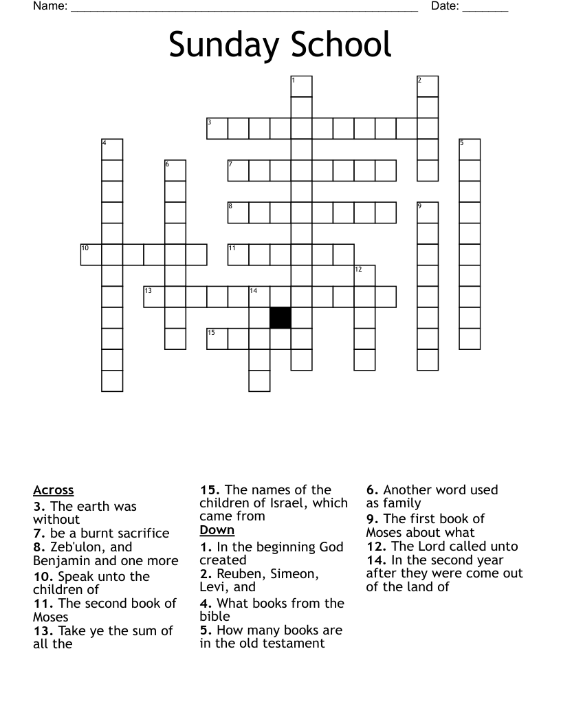 Printable Small Bible Crossword Puzzles