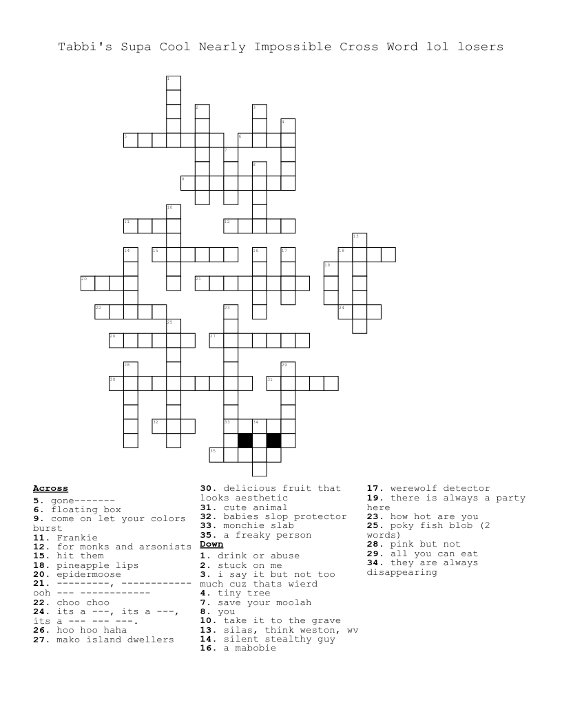 Lol Printable Crossword Puzzles