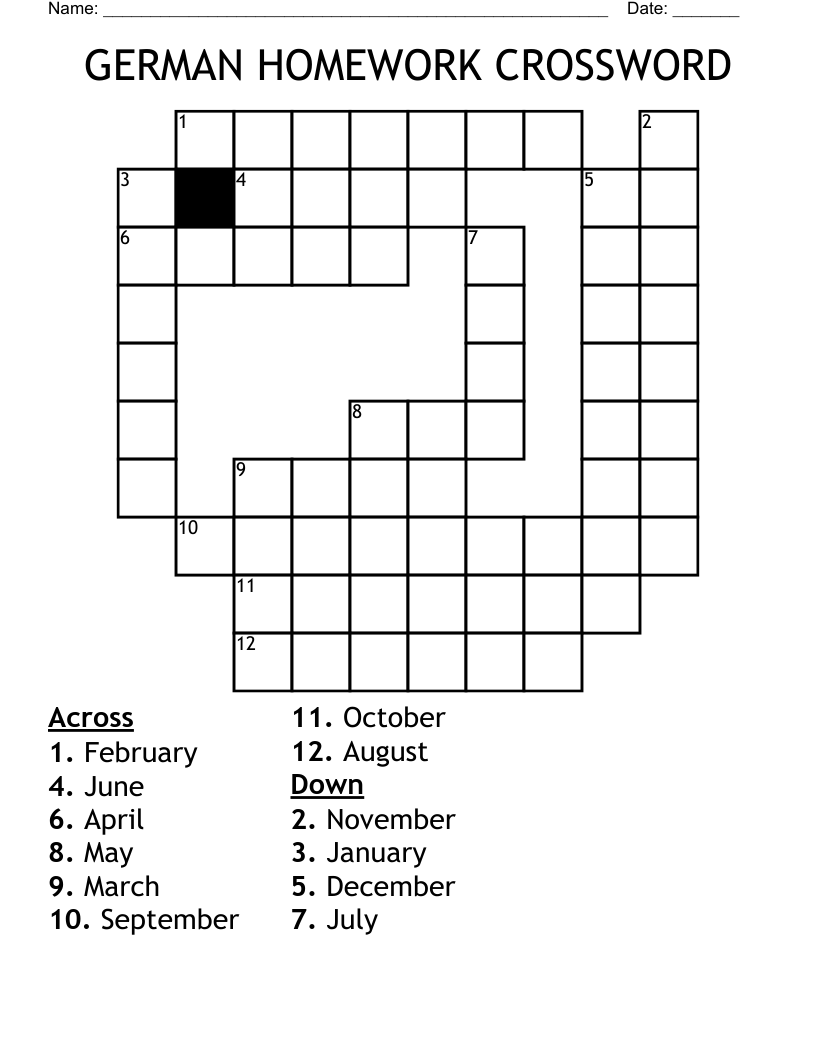 Printable German Crossword Puzzles