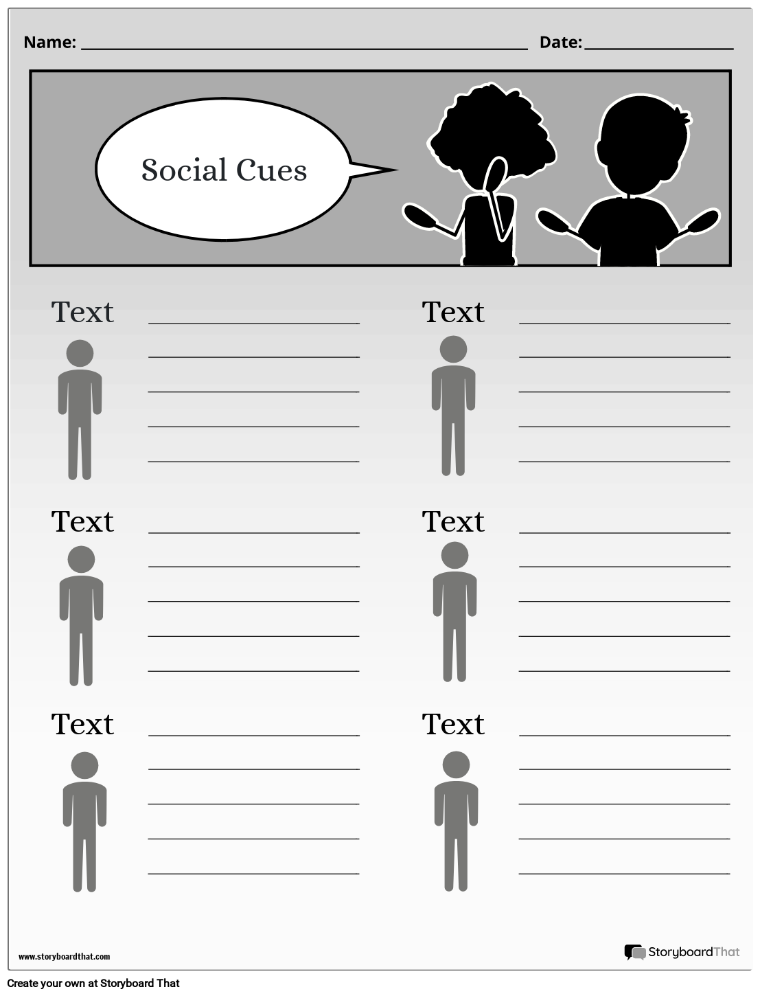 Teach Social Cues Free Worksheets From Storyboard That
