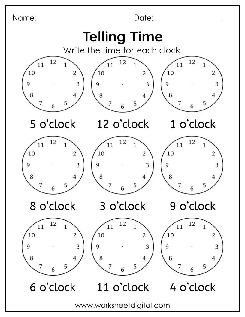 Telling Time Worksheet Digital amp Analog Clock Practice PDF Etsy