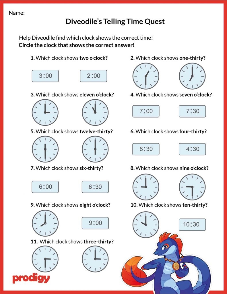 Telling Time Worksheets 20 Effective Practice Materials Prodigy 