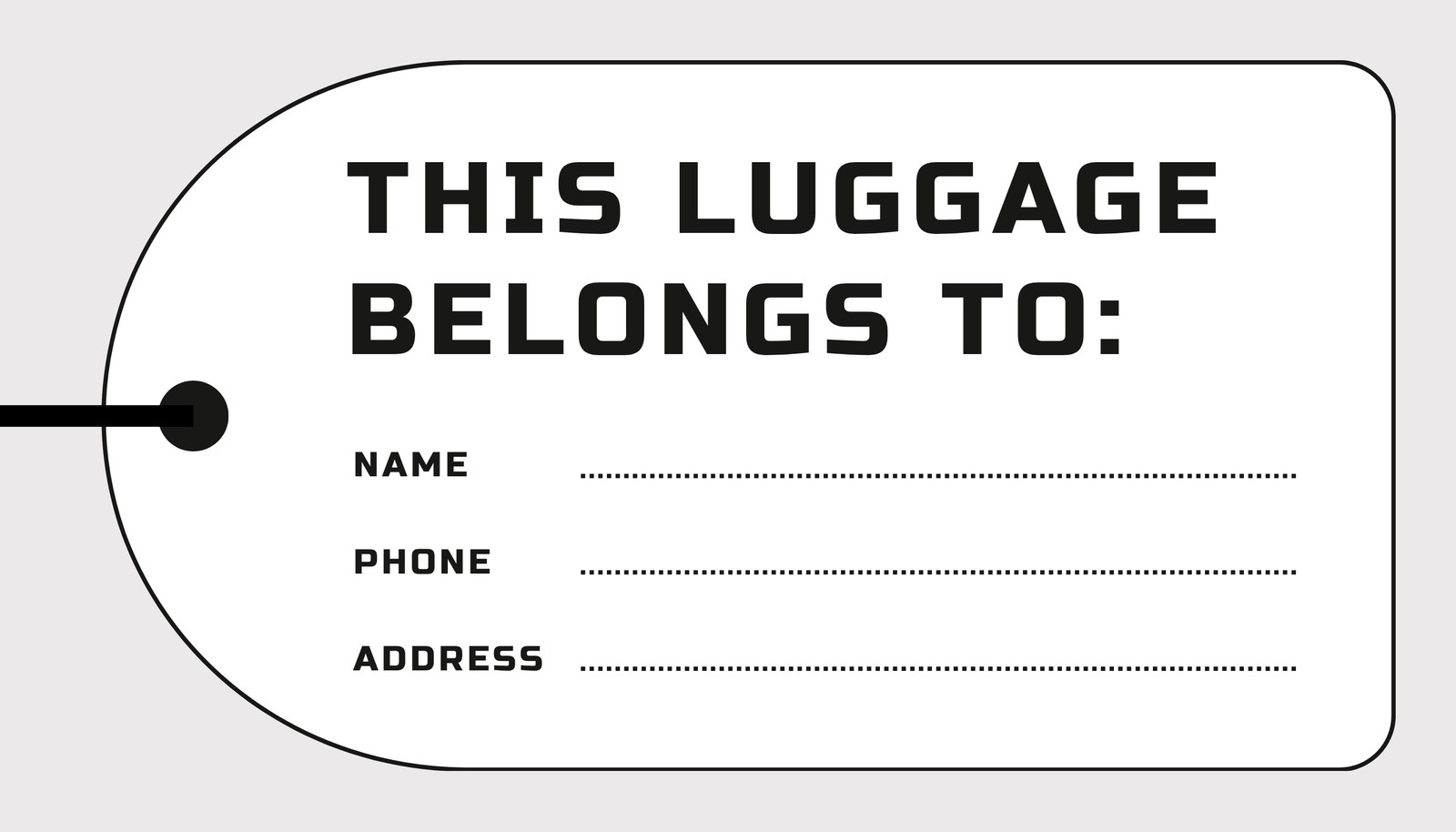 Printable Luggage Tag Template