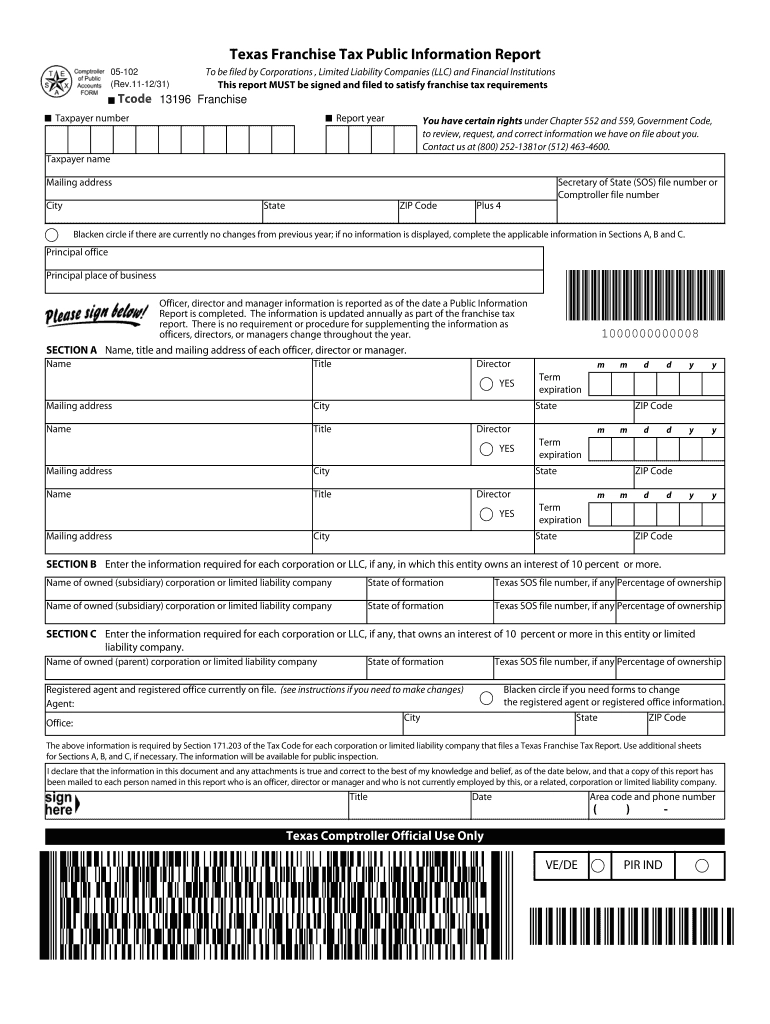 Texas Franchise Tax Form 05 163