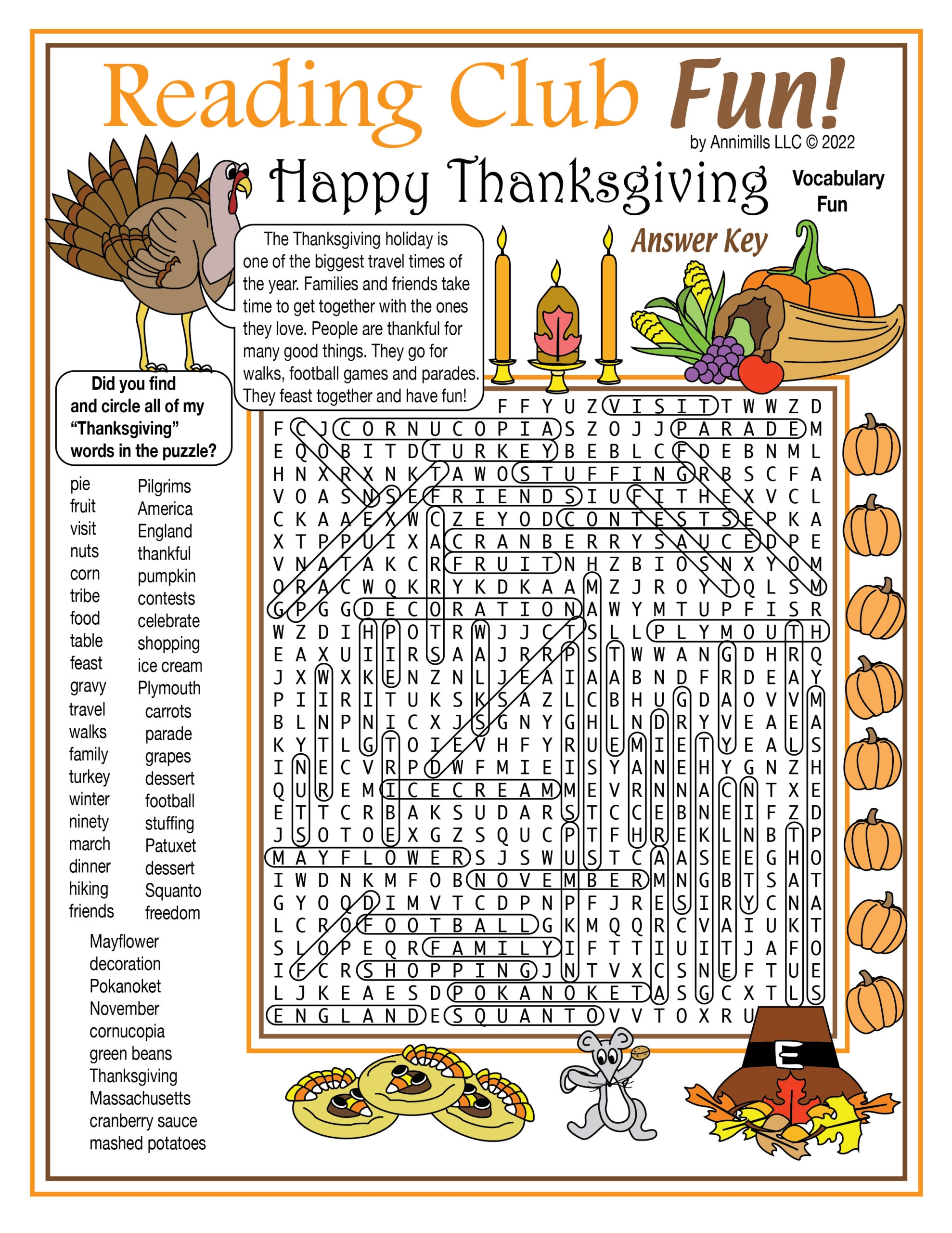 Thanksgiving Then amp Now Printable Vocabulary Word Search Puzzle 