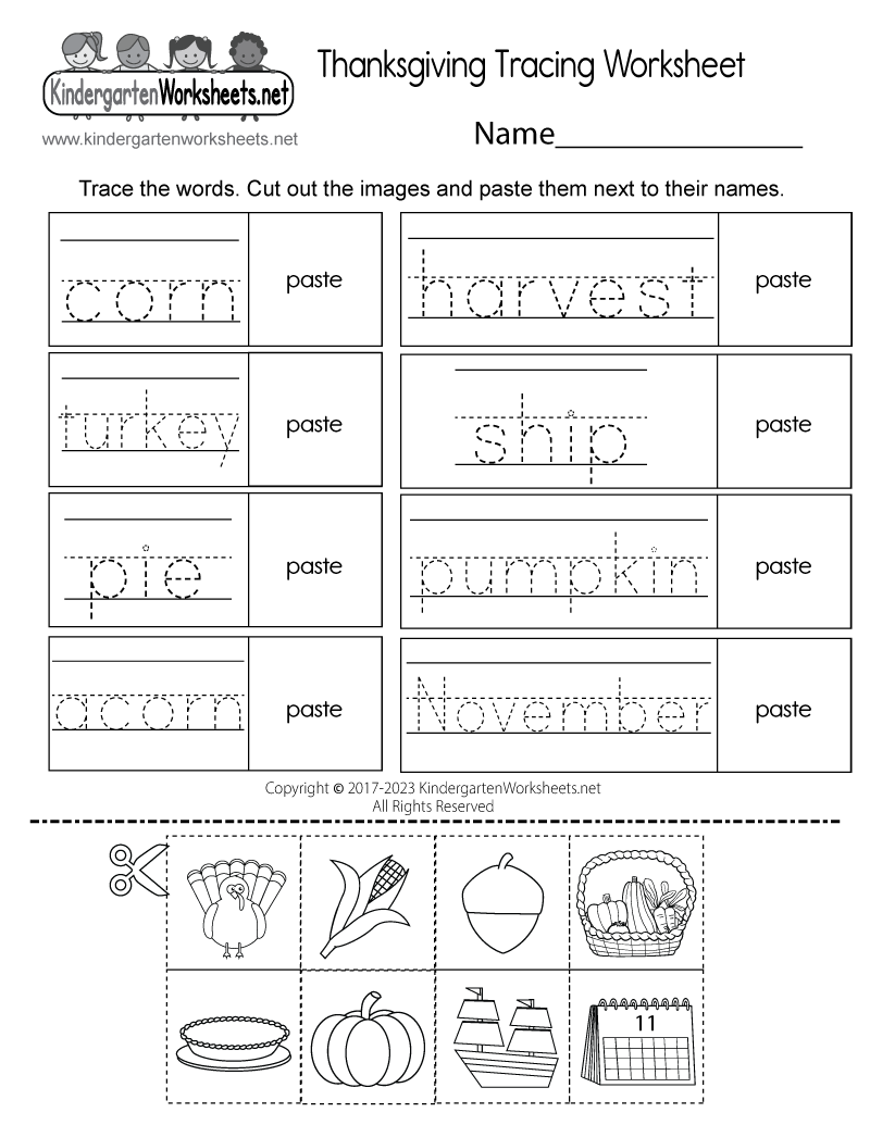 Free Printable Worksheets Thanksgiving