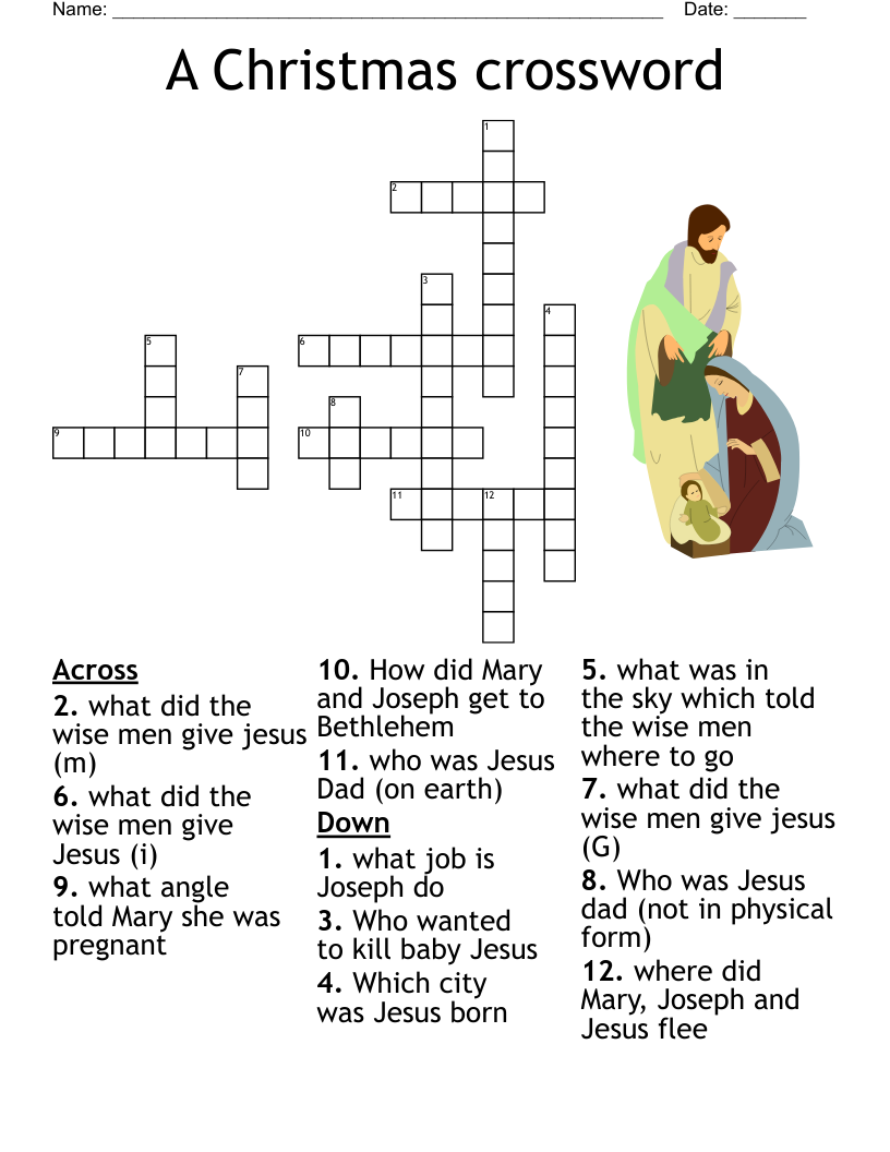 The Birth Of Our Savior Matt 1 18 25 Luke 2 1 20 Crossword 