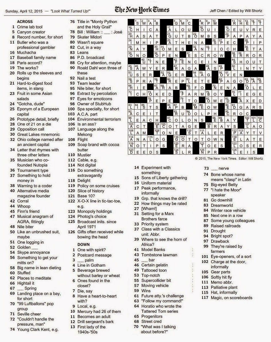 Nytimes Crossword Puzzles Printable