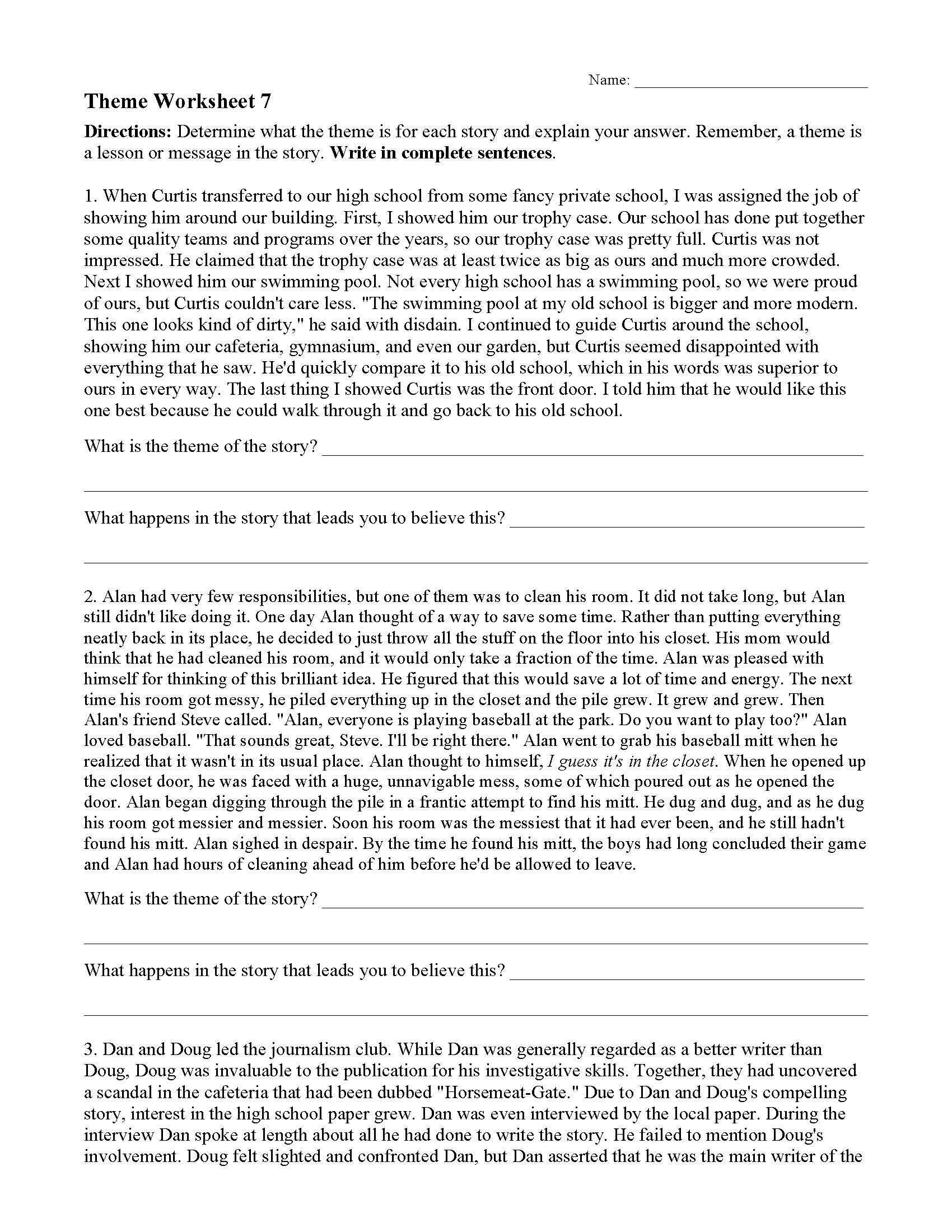 Theme Worksheets Ereading Worksheets Worksheets Library