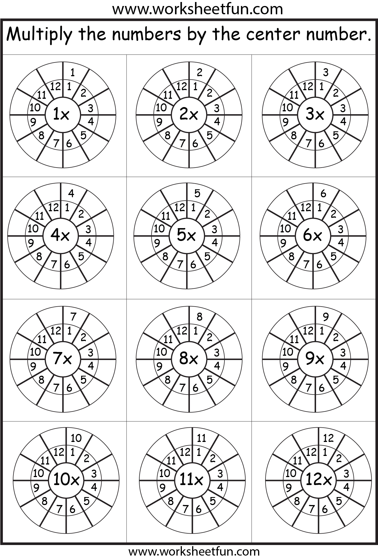 Free Printable Multiplication Worksheets 1-2