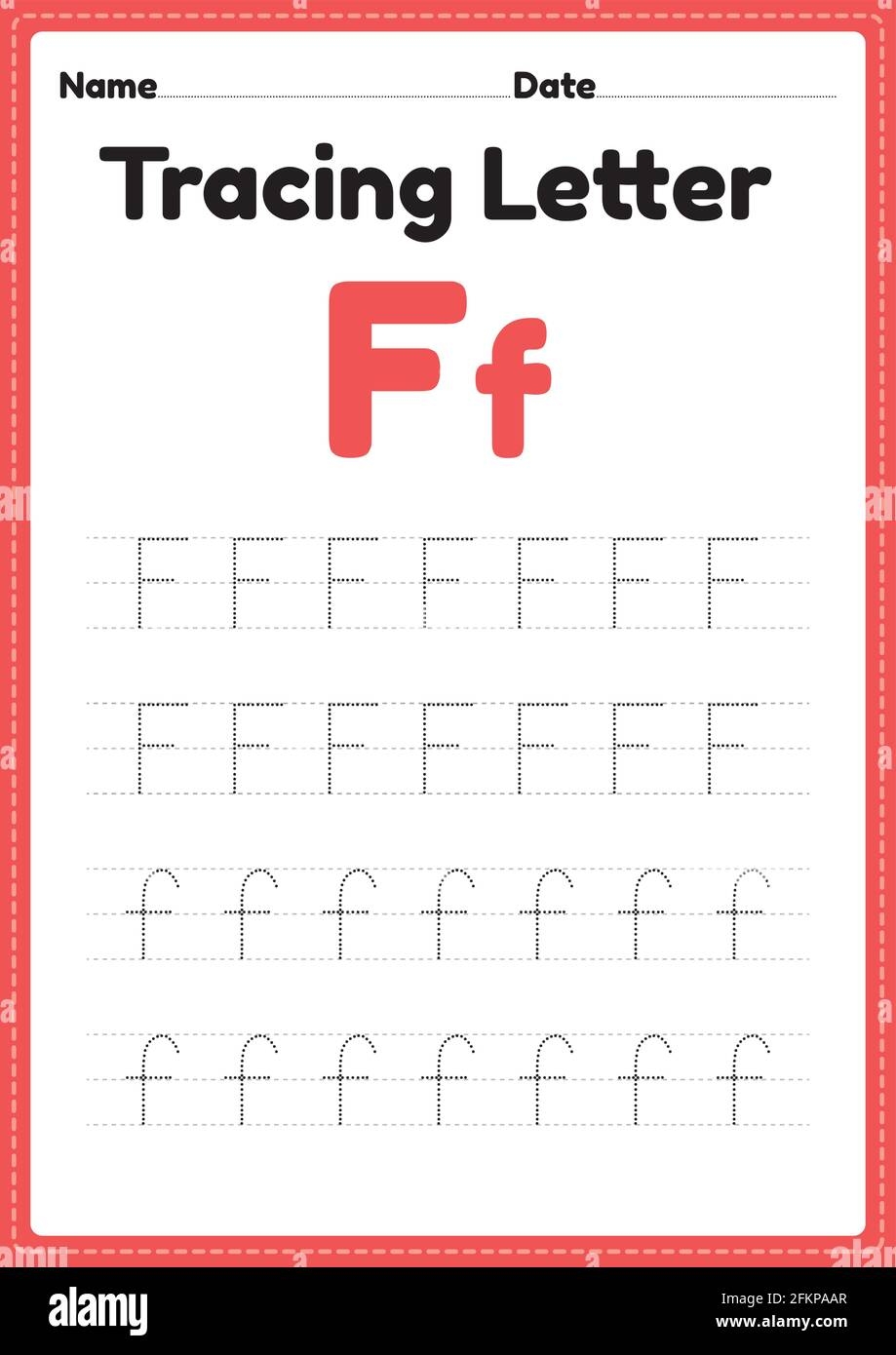 Tracing Letter F Alphabet Worksheet For Kindergarten And Preschool 