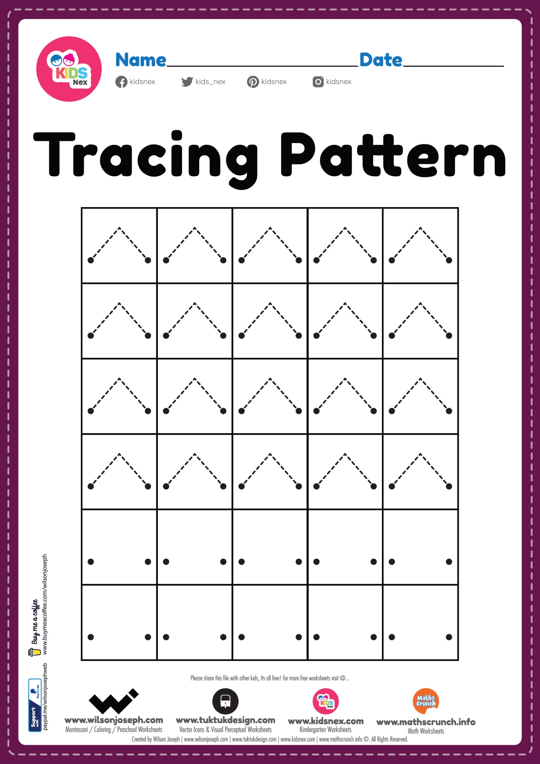 Tracing Lines Worksheets For Kids