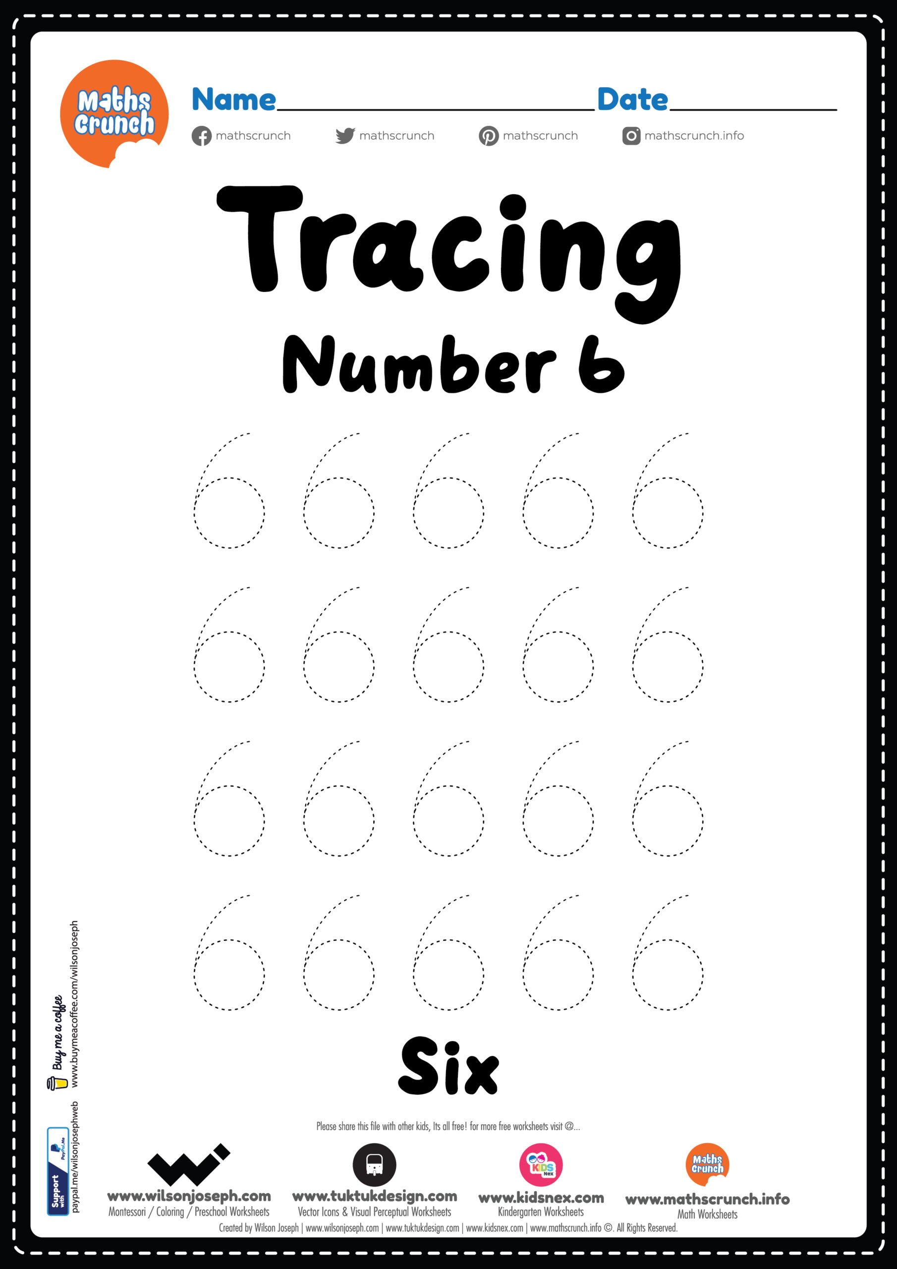 Number 6 Worksheets Free Printable