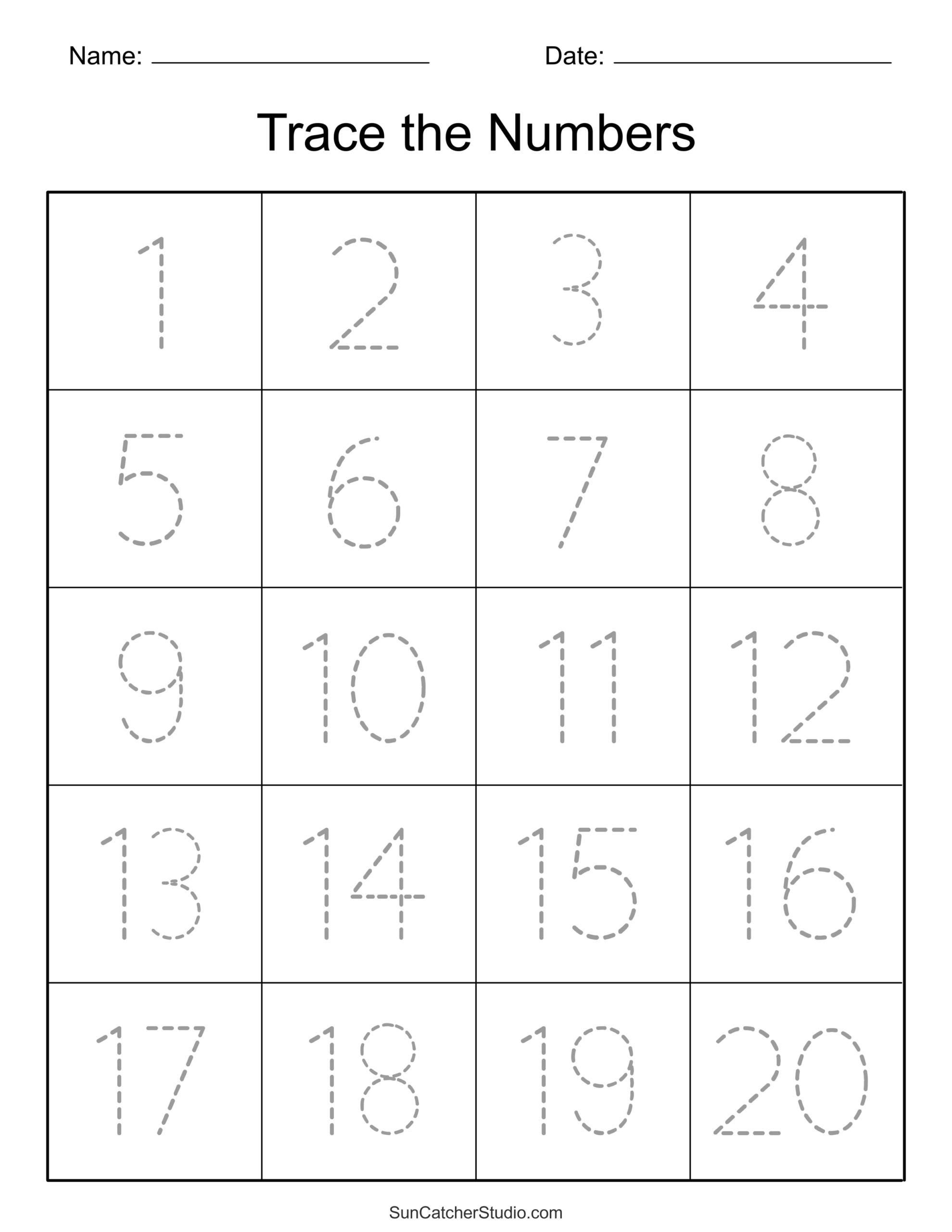 Tracing Numbers Free Printable Practice PDF Worksheets DIY 