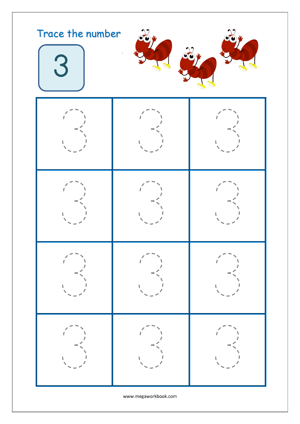 Printable Number Tracing Worksheets