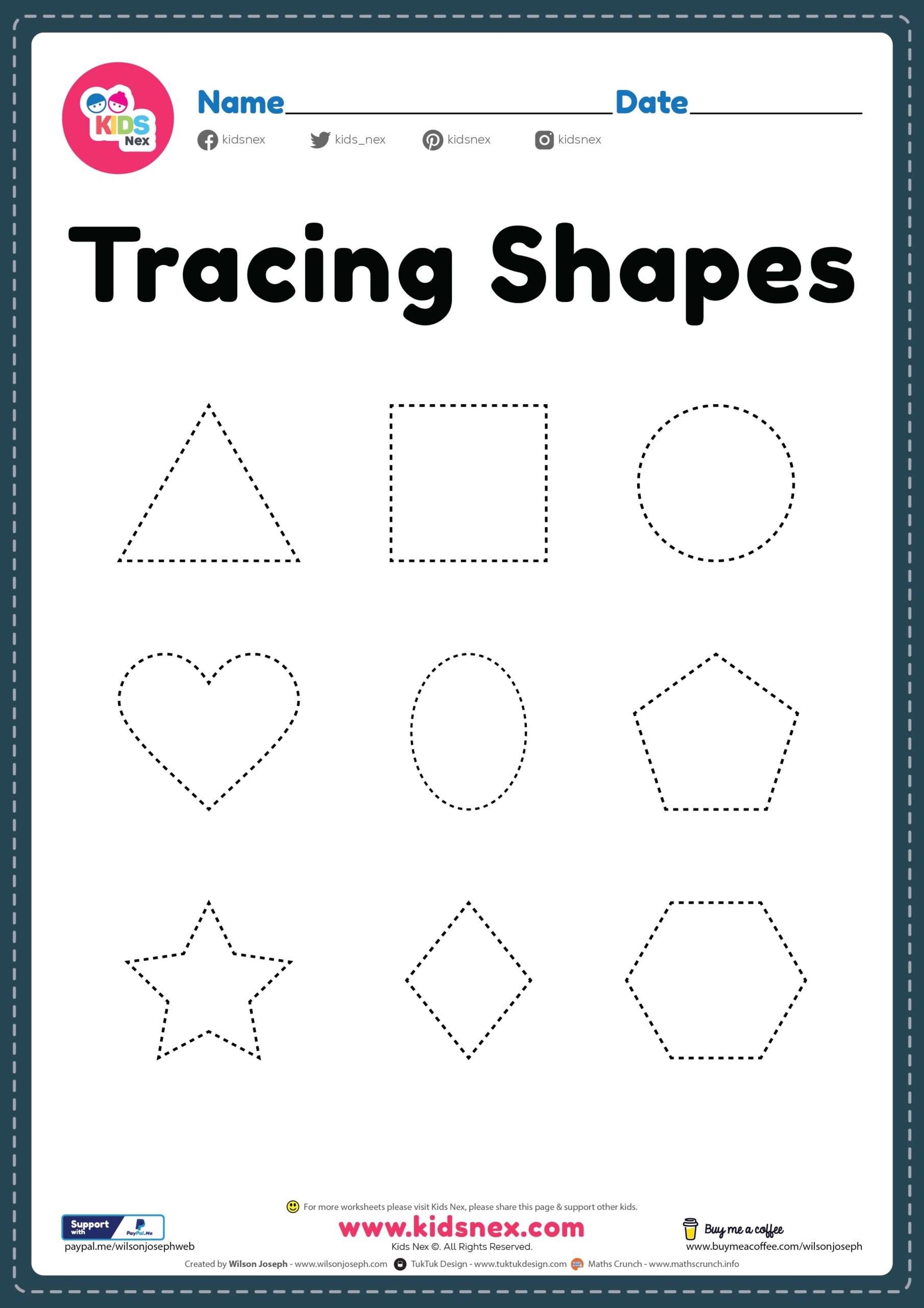 Tracing Shapes Worksheets Printable Free