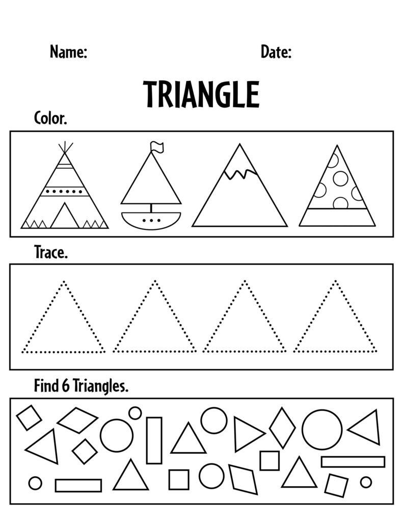 Tracing Triangle Shapes Worksheet Free Printable PDF 