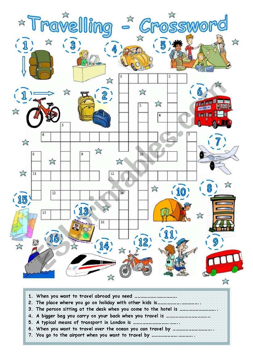 Printable Travel Crossword Puzzles